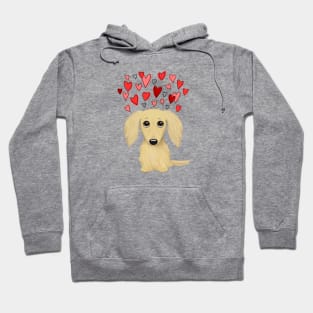 Cute Dog | Longhaired Cream Dachshund with Hearts Hoodie